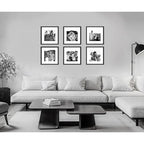 Wall 6 Cuadros Fotos Familiares Personalizado Blanco Y Negro Marco Negro