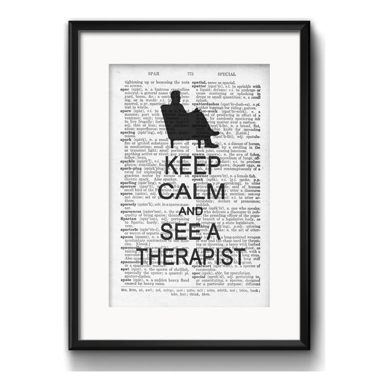 Cuadro Psicología Psiquiatría Keep Calm Decor Con Paspartú Marco Negro