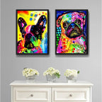 Set 2 Cuadros Perros Pop Art Pug Bulldog Mascota Pet Decora