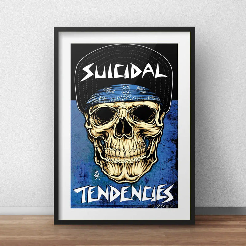 Cuadro Suicidal Tendencies Hardcore Punk Calavera C Paspartú Marco Negro