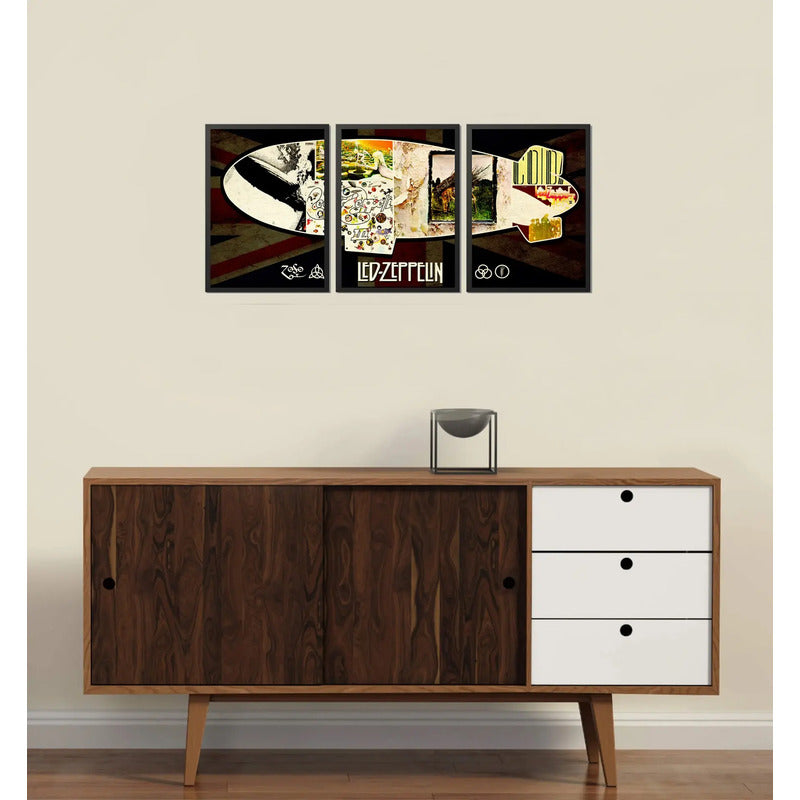 Set 3 Cuadros Led Zeppelin Rock Music Album Retro Decoración