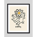 Cuadro Keith Haring Flor Amarilla Arte Urbano Decoracion Marco Negro