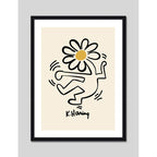 Cuadro Keith Haring Flor Amarilla Arte Urbano Decoracion Marco Negro