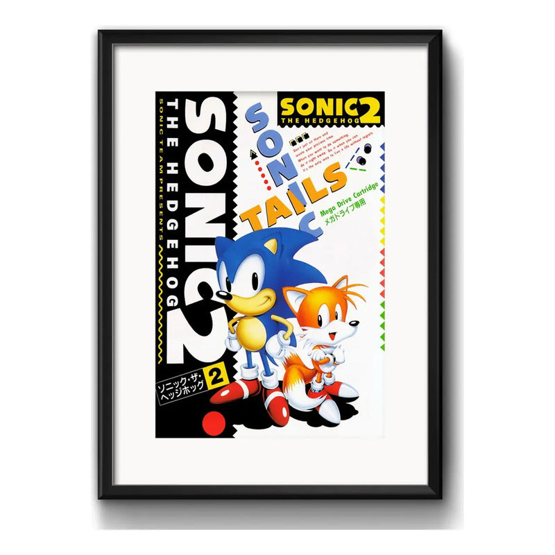Cuadro Sonic Tails 2 Juego Game Decoracion Con Paspartú Marco Negro