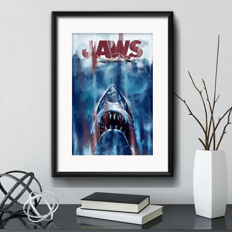 Cuadro Jaws Tiburon Pelicula Steven Spielberg Con Paspartú Marco Negro