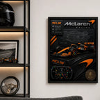 Cuadro Mclaren Mcl38 Formula 1 Auto Icónico Specs Efecto 3d Marco Negro