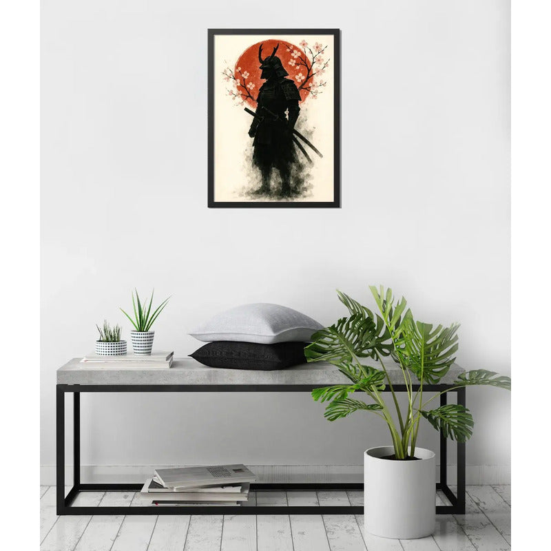 Cuadro Samurai Kabuto Arte Japonés Oriental Anime Decoracion Marco Negro