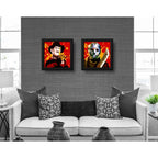 Set 2 Cuadros Freddy Krueger Jason Pelicula Terror - 33x33cm Marco Negro