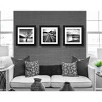 Set 3 Cuadros Paisajes Blanco Y Negro Arból Arte - 33x33cm Marco Negro