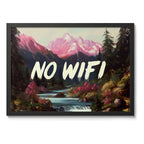 Cuadro No Wifi Frase Paisaje Montaña Rio Arte Decoracion Marco Negro