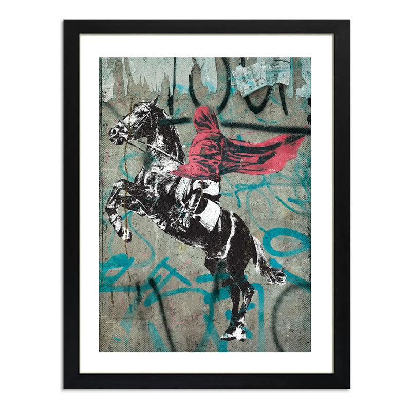 Cuadro Banksy Napoleon Caballo Arte Urbano Decoracion Marco Negro