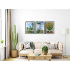 Set 3 Cuadros Living Dormitorio Claude Monet Classics Arte Marco Negro