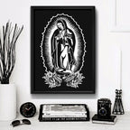 Cuadro Virgen De Guadalupe Blanco Y Negro Tattoo Decoracion
