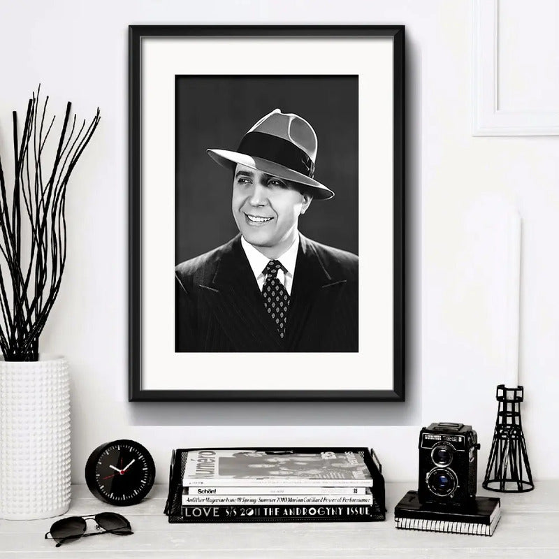 Cuadro Carlos Gardel Tango Cantante Decoracion Con Paspartu Marco Negro