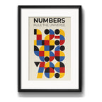 Cuadro Bauhaus Numbers Numeros Arte 53x43cm Con Paspartú Marco Negro