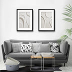 Set 2 Cuadros Boho Arte Abstracto Neutro 3d Con Paspartu 53x43cm Cada Cuadro Negro