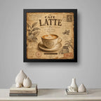 Cuadro Living Comedor Cocina Café Latte Coffee Br2 33x33cm Marco Negro