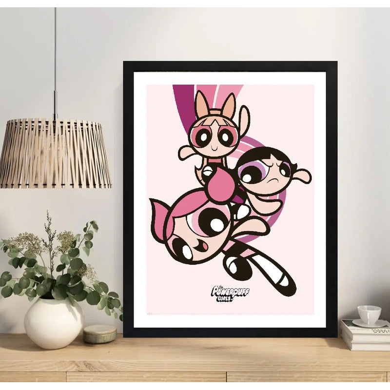 Cuadro Las Chicas Superpoderosas Dormitorio Infantil Dibujo Marco Negro