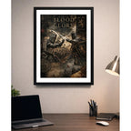 Cuadro Medieval Batalla Caballeros Armadura Arte Vintage Marco Negro