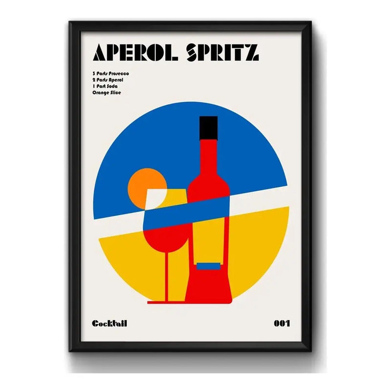 Cuadro Bauhaus Arte Cocktails Drinks Bebidas Receta Pub Bar Aperol Spritz Marco Negro