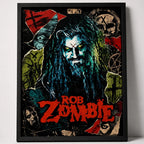 Cuadro Rob Zombie Banda White Zombie Rock Nu Metal Vintage Marco Negro