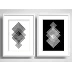 Set 2 Cuadros Geometrico Abstrato Blanco Y Negro Paspartú