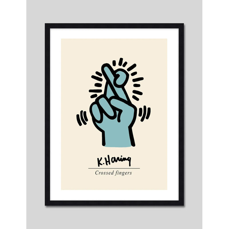 Cuadro Keith Haring Dedos Arte Urbano Decoracion Moderna Marco Negro