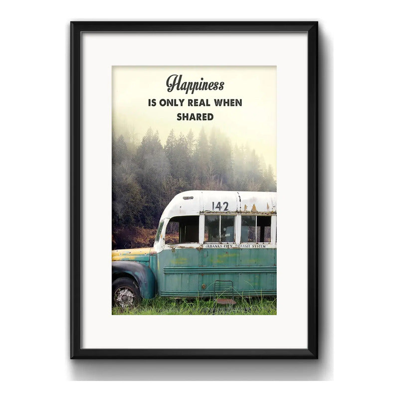 Cuadro Into The Wild Hacia Rutas Salvajes Frase Con Paspartú Marco Negro