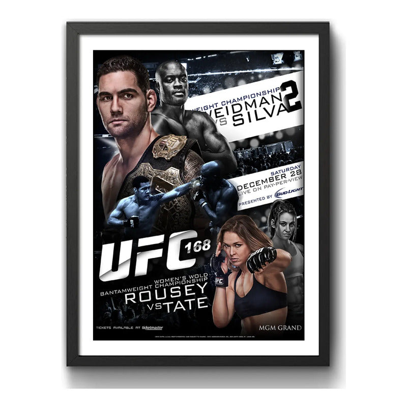 Cuadro Ufc Fight Peleas Famosas Retro Mma Deporte Coleccion Ufc 168 Anderson Silva Vs Chris Weidman Negro