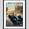 Cuadro Lewis Hamilton Mercedes F1 Formula 1 Auto Carrera Marco Negro