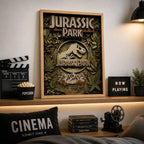 Cuadro Jurassic Park Efecto 3d Dinosaurio Pelicula Cinema Marco Marrón Claro