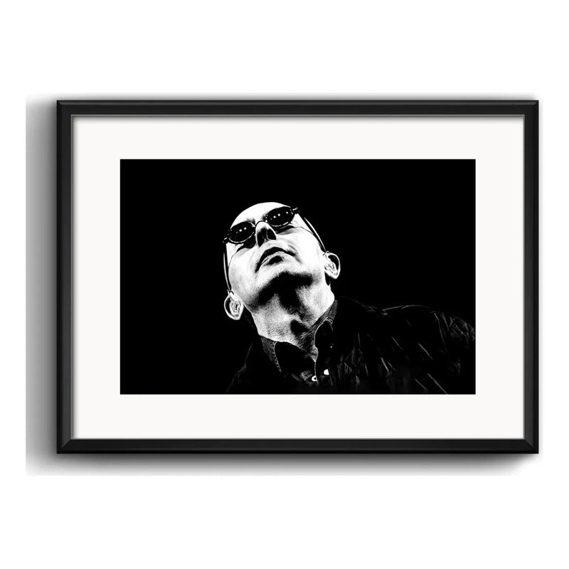Cuadro Indio Solari Blanco Y Negro Rock 53x43cm Con Paspartú Marco Negro