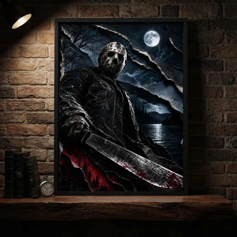 Cuadro Viernes 13 Friday Pelicula Jason Terror Efecto 3d Marco Negro
