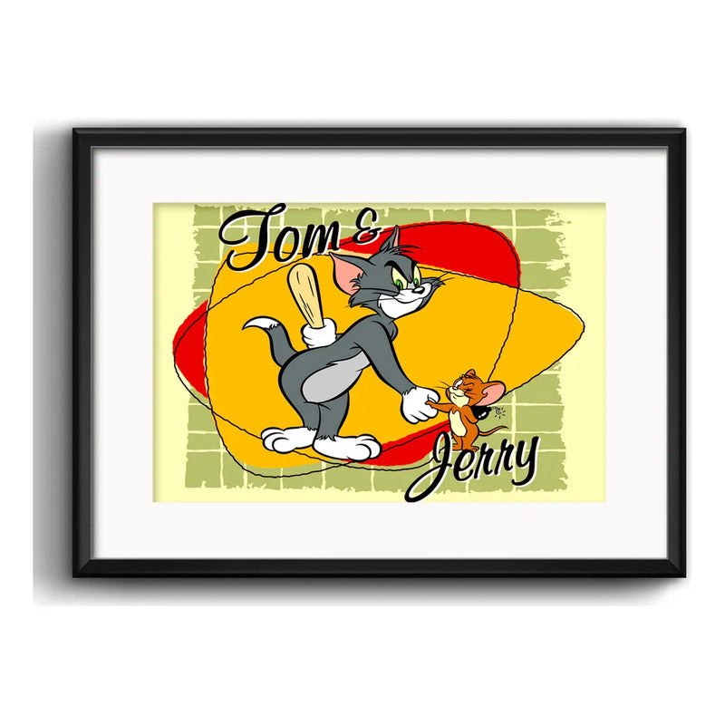 Cuadro Tom Y Jerry Hanna Barbera Dibujo Serie Tv Paspartú Marco Negro