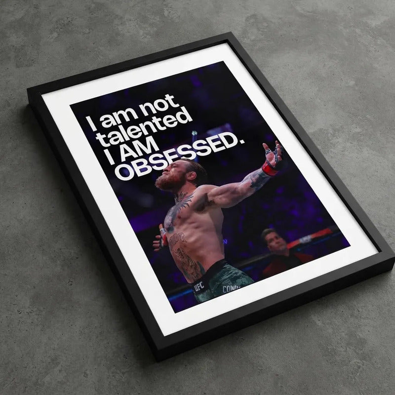 Cuadro Conor Mcgregor Frase Motivacional Deporte Mma Ufc Gym Marco Negro