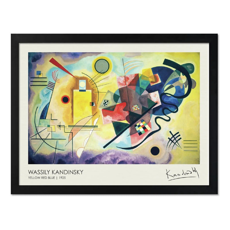 Cuadro Kandinsky Abstracto Amarillo Rojo Azul Pinturas Arte Marco Negro