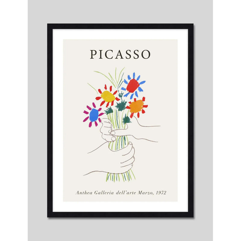 Cuadro Picasso Bouquet Of Peace Flores Obra Pintor Arte Marco Negro
