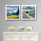 Set 2 Cuadros Living Dormitorio Van Gogh Obras Brs2 33x33cm Marco Blanco