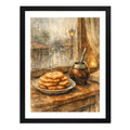 Cuadro Mate Torta Fritas Lluvia Uruguay Arte Retro Cocina Marco Negro
