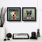 Set 2 Cuadros Pitbull Boston Perro Cafe Pop Art Mascota Pet