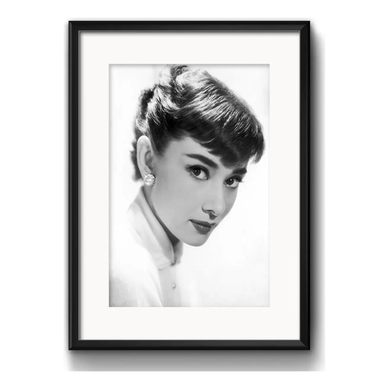 Cuadro Audrey Hepburn Foto Blanco Negro Decoracion Paspartu Marco Negro