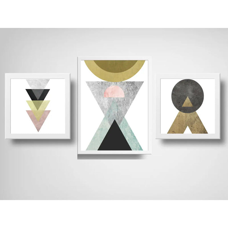 Set 3 Cuadros Geometrico Escandinavo Abstracto Decoracion B4