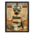 Cuadro Gato Siames Bano Japonés Luna Arte Decoracion Marco Negro