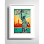 Cuadro Nueva York Pop Art Eua Ciudad Decoracion Con Paspartú