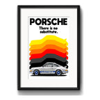Cuadro Porsche Auto Frase No Substitute 53x43cm Con Paspartú Marco Negro