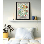 Cuadro Dormitorio Living William Morris Pajaro Frutilla Arte Marco Negro
