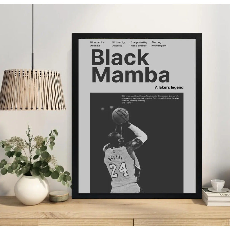 Cuadro Black Mamba Lakers Kobe Bryant Baloncesto Deportes Marco Negro