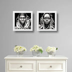 Set 2 Cuadros Africanos Blanco Y Negro Etnico Decoracion Brs