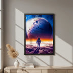 Cuadro Astronauta Caminando Planeta Luna Espacio Nasa Arte Marco Negro