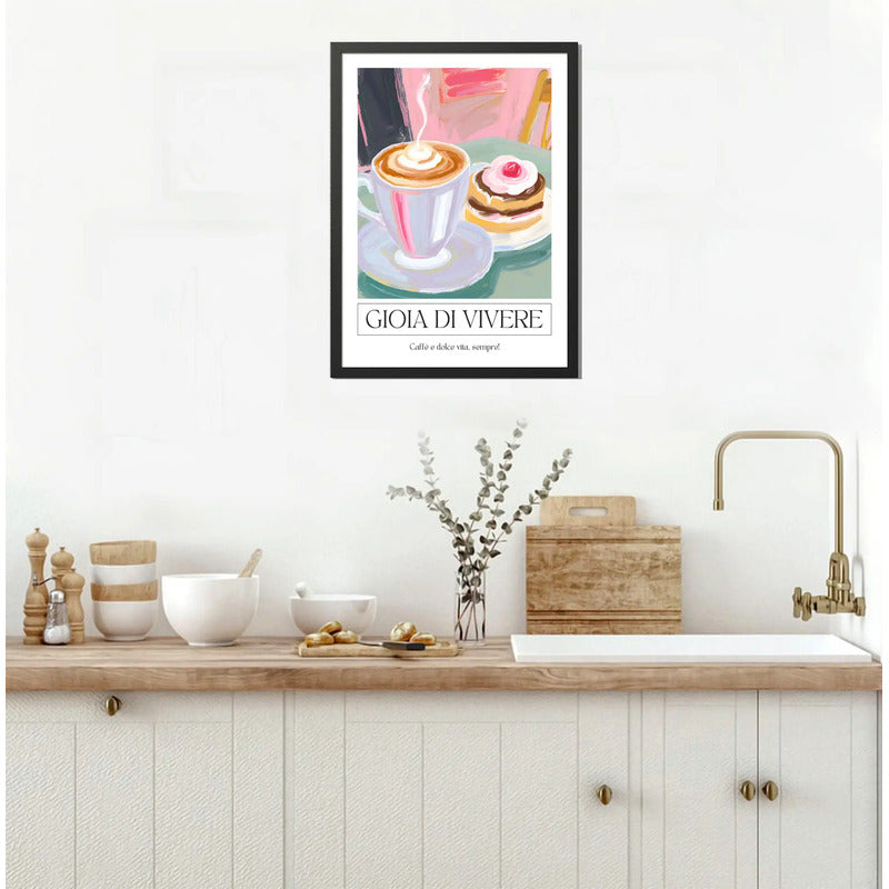 Cuadro Gioia Di Vivere Café Frase Bake Cocina Decoracion Marco Negro